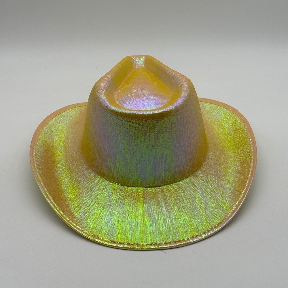 Iridescent Gold Holographic Cowboy Hat Space Disco Festival Western Party - Picture 3 of 5